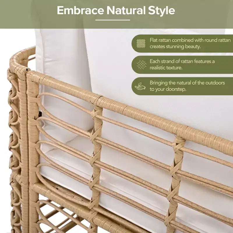 Divano componibile da esterno Whisen in rattan resistente alle intemperie, con cuscini spessi e cuscini decorativi, set componibili liberamente