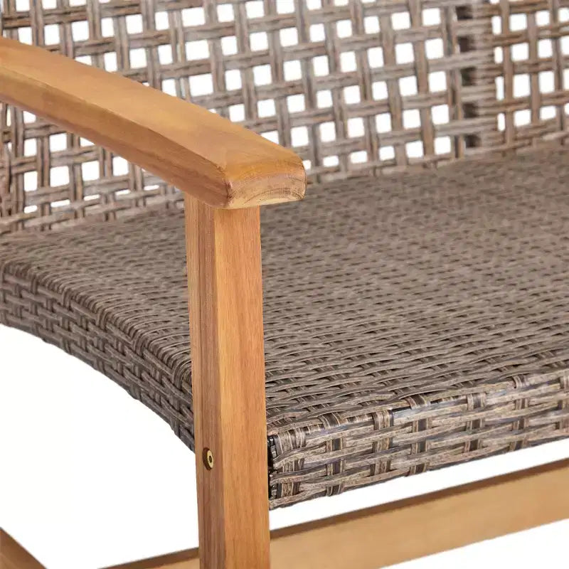 Christopher Knight Home Augusta Set Conversazione a 4 Posti da Esterno in Legno di Acacia e Vimini con Braciere