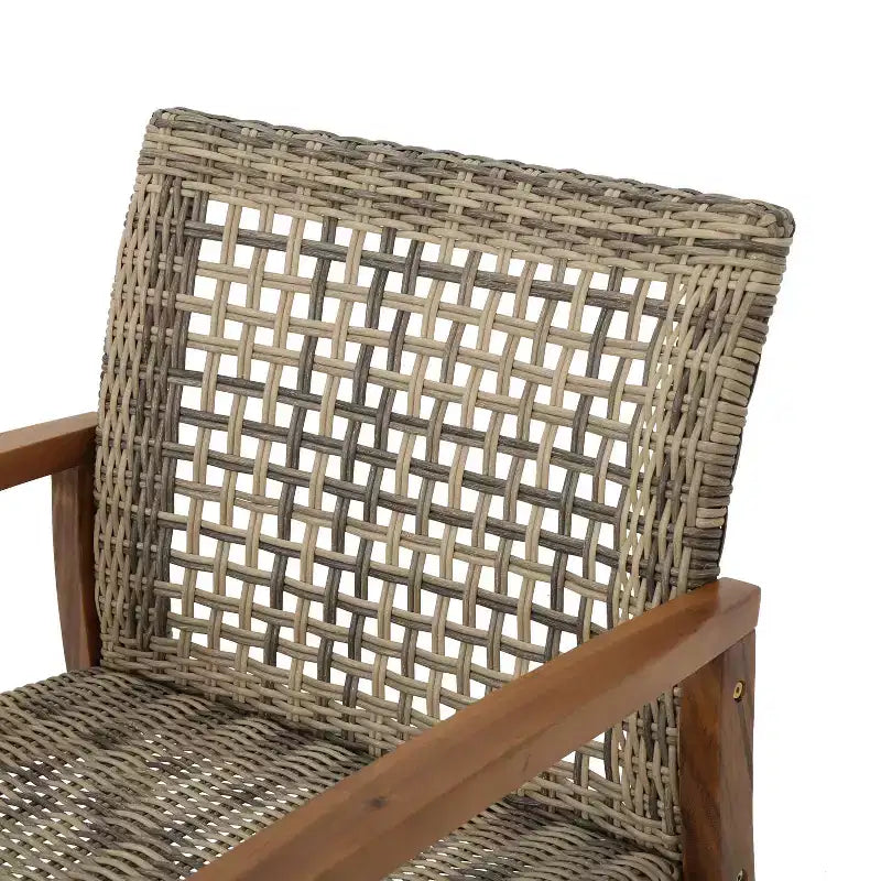 Christopher Knight Home Augusta Set Conversazione a 4 Posti da Esterno in Legno di Acacia e Vimini con Braciere