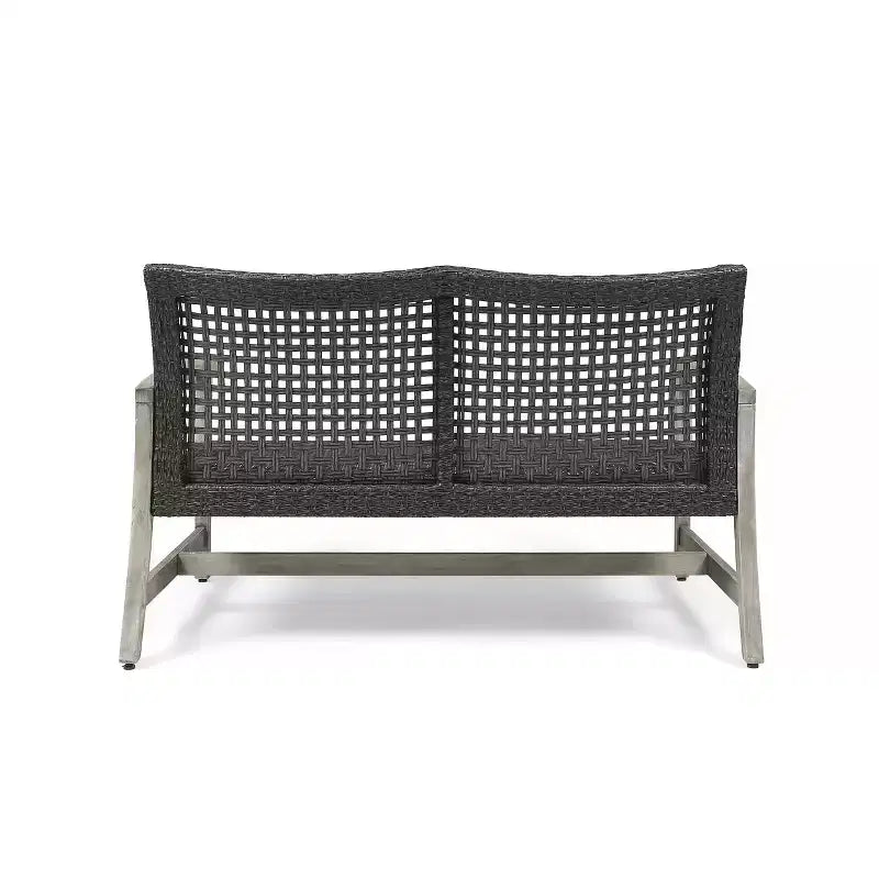 Christopher Knight Home Augusta Set Conversazione a 4 Posti da Esterno in Legno di Acacia e Vimini con Braciere