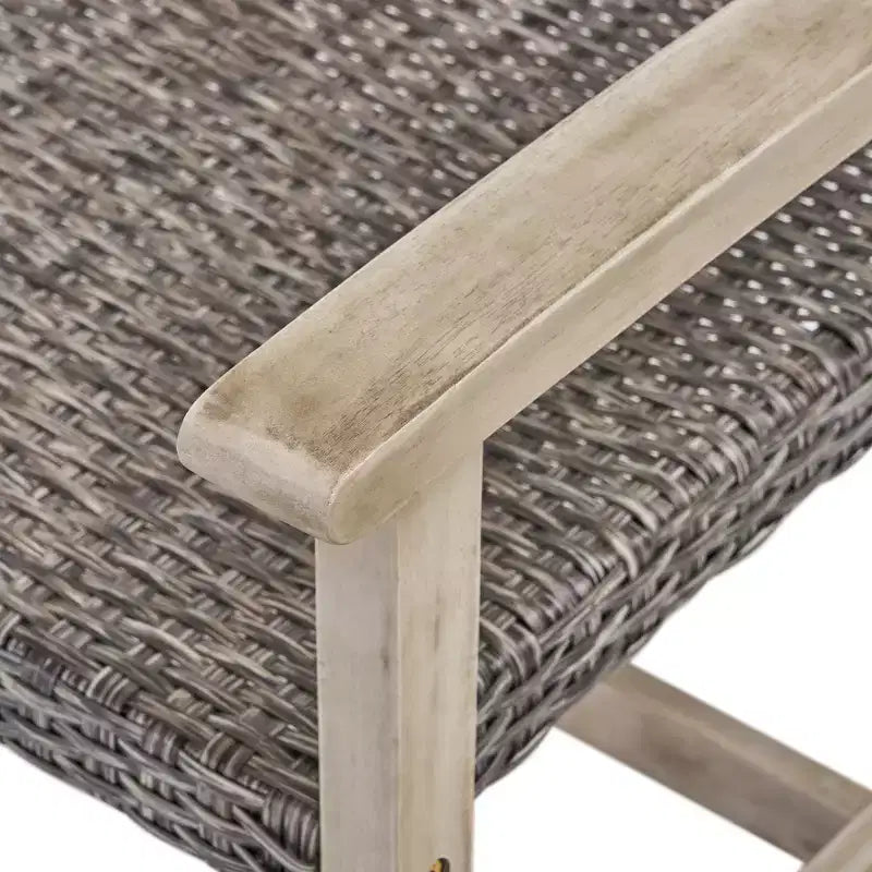 Christopher Knight Home Augusta Set Conversazione a 4 Posti da Esterno in Legno di Acacia e Vimini con Braciere