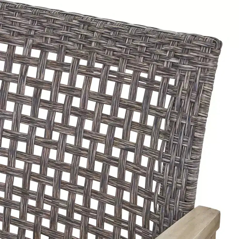 Christopher Knight Home Augusta Set Conversazione a 4 Posti da Esterno in Legno di Acacia e Vimini con Braciere