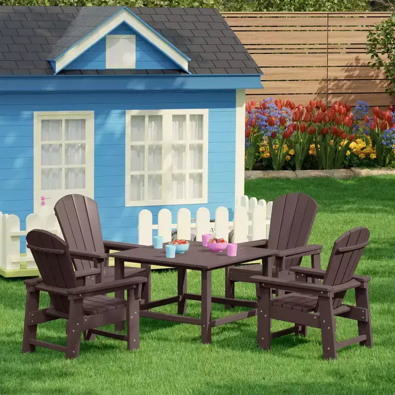 WestinTrends Malibu Set da 5 Pezzi da Esterno per Bambini, Tavolo da Pranzo Quadrato e Sedie in HDPE