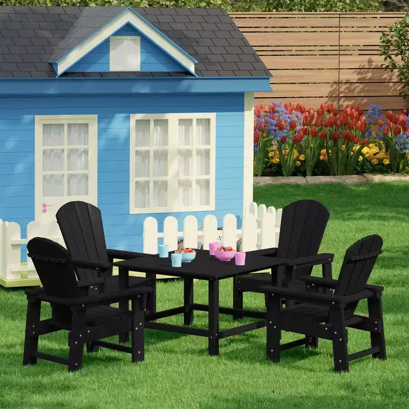 WestinTrends Malibu Set da 5 Pezzi da Esterno per Bambini, Tavolo da Pranzo Quadrato e Sedie in HDPE