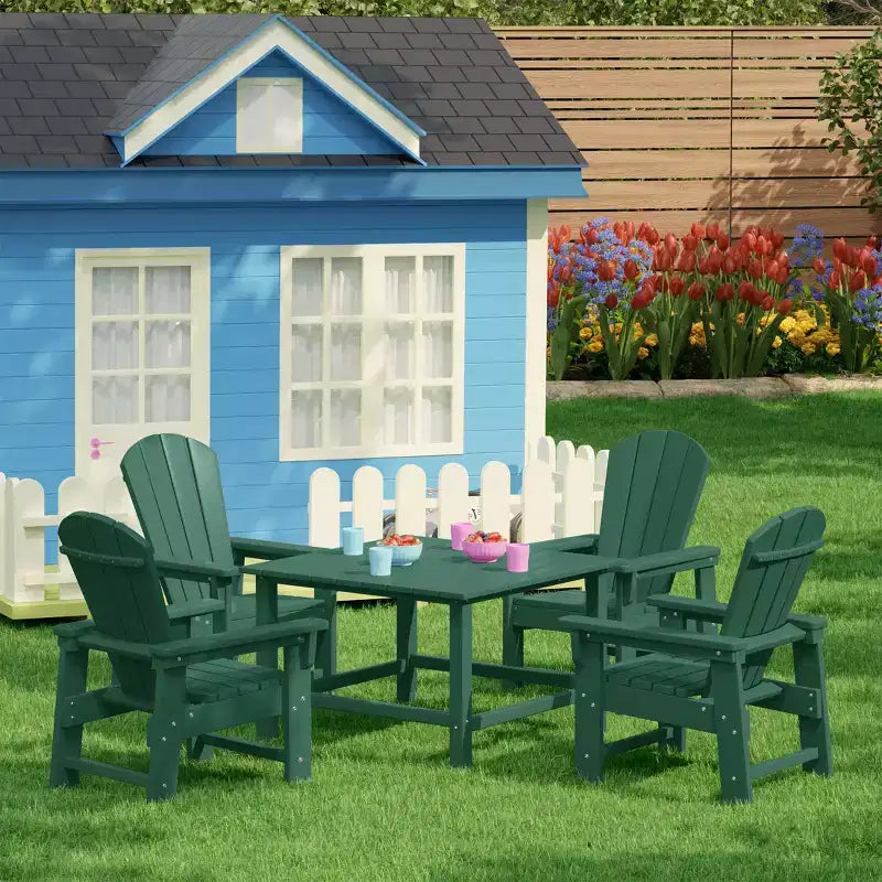WestinTrends Malibu Set da 5 Pezzi da Esterno per Bambini, Tavolo da Pranzo Quadrato e Sedie in HDPE
