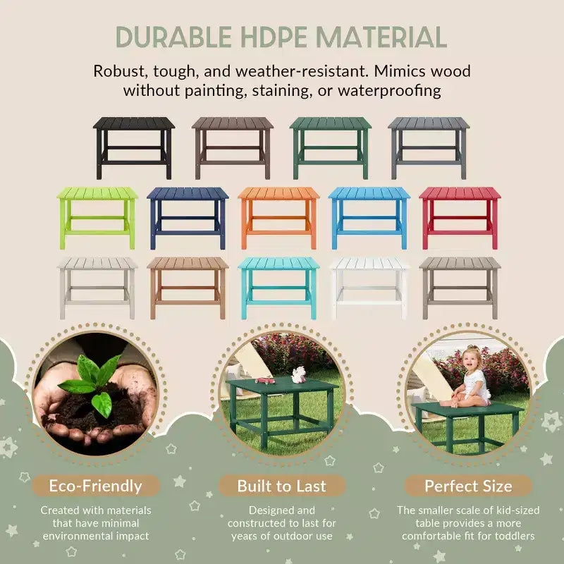 WestinTrends Malibu Set da 5 Pezzi da Esterno per Bambini, Tavolo da Pranzo Quadrato e Sedie in HDPE