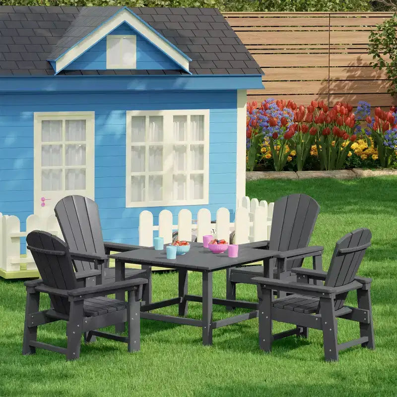 WestinTrends Malibu Set da 5 Pezzi da Esterno per Bambini, Tavolo da Pranzo Quadrato e Sedie in HDPE