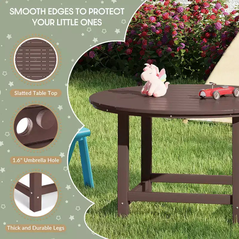 WestinTrends Malibu Set da 5 Pezzi Tavolo Rotondo da Pranzo e Sedie per Esterni in HDPE per Bambini