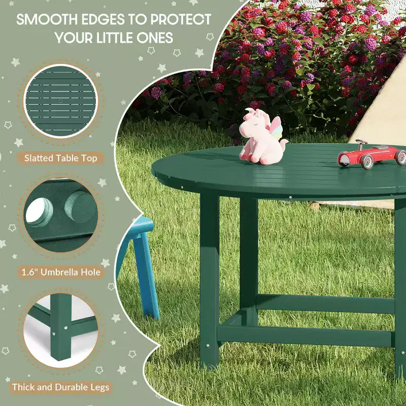WestinTrends Malibu Set da 5 Pezzi Tavolo Rotondo da Pranzo e Sedie per Esterni in HDPE per Bambini