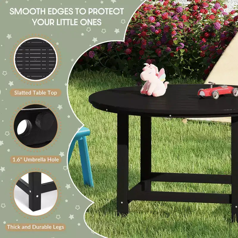 WestinTrends Malibu Set da 5 Pezzi Tavolo Rotondo da Pranzo e Sedie per Esterni in HDPE per Bambini