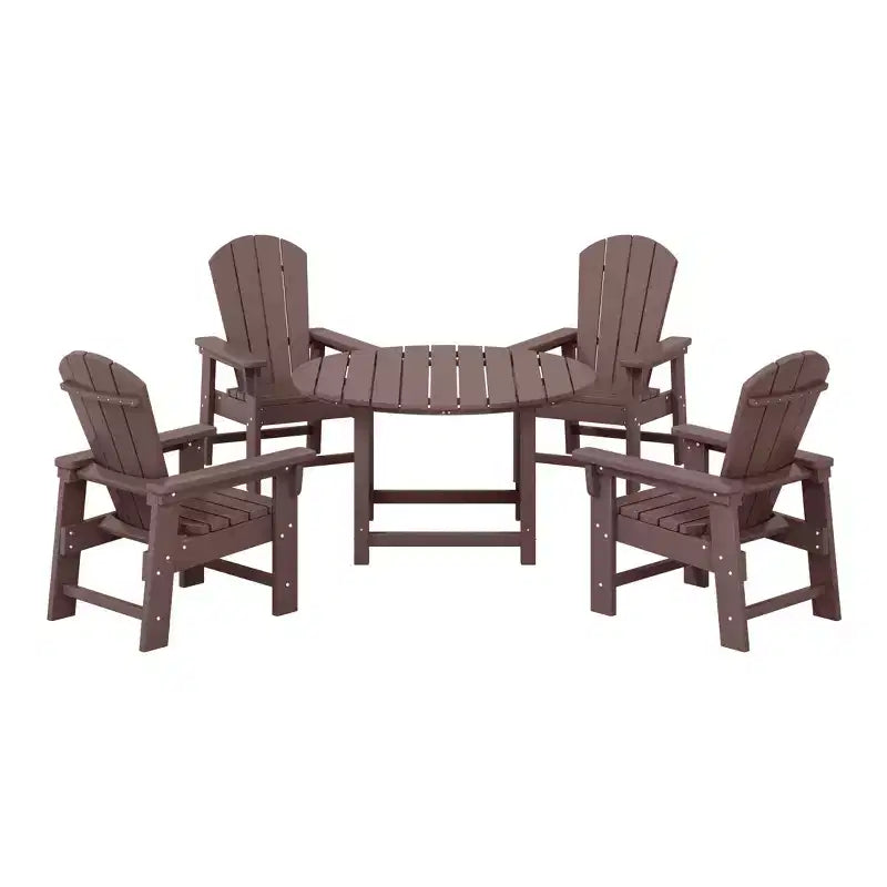 WestinTrends Malibu Set da 5 Pezzi Tavolo Rotondo da Pranzo e Sedie per Esterni in HDPE per Bambini
