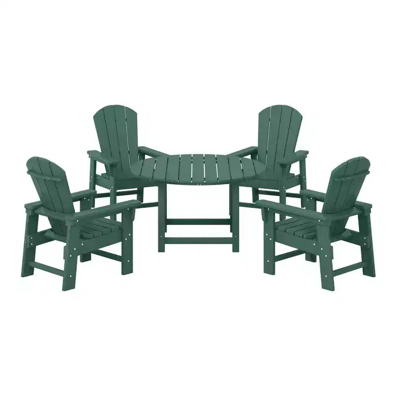 WestinTrends Malibu Set da 5 Pezzi Tavolo Rotondo da Pranzo e Sedie per Esterni in HDPE per Bambini