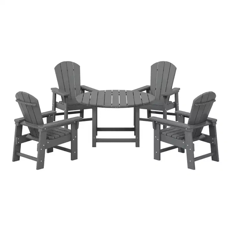 WestinTrends Malibu Set da 5 Pezzi Tavolo Rotondo da Pranzo e Sedie per Esterni in HDPE per Bambini