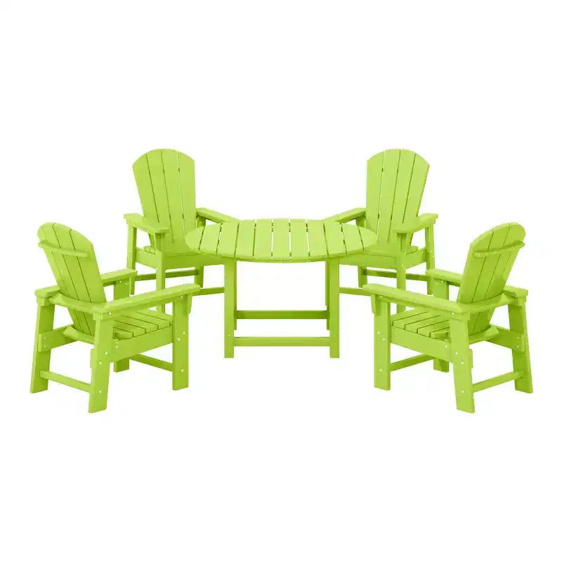 WestinTrends Malibu Set da 5 Pezzi Tavolo Rotondo da Pranzo e Sedie per Esterni in HDPE per Bambini