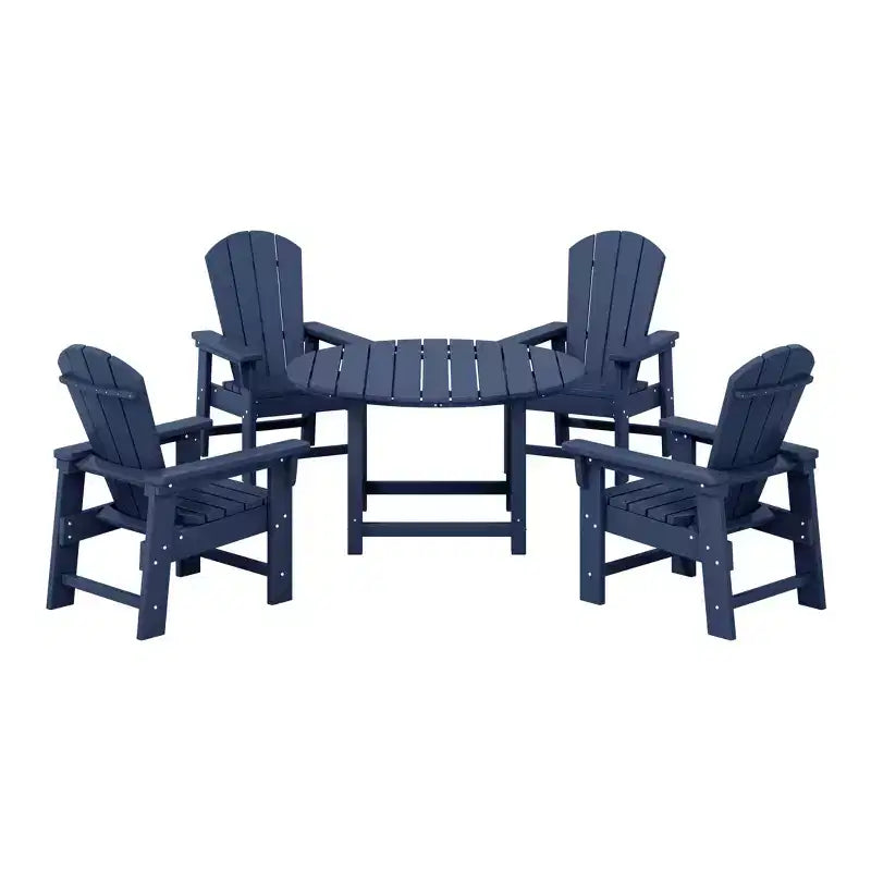 WestinTrends Malibu Set da 5 Pezzi Tavolo Rotondo da Pranzo e Sedie per Esterni in HDPE per Bambini