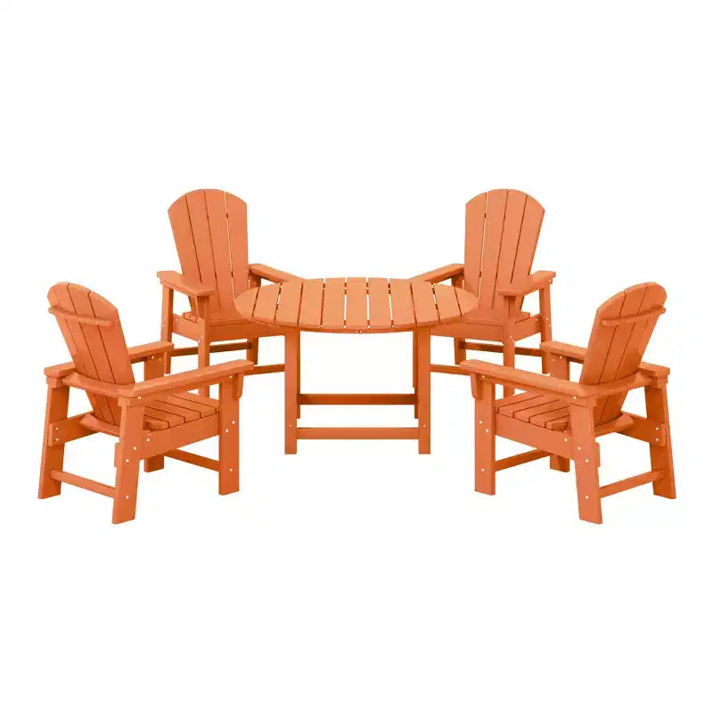 WestinTrends Malibu Set da 5 Pezzi Tavolo Rotondo da Pranzo e Sedie per Esterni in HDPE per Bambini