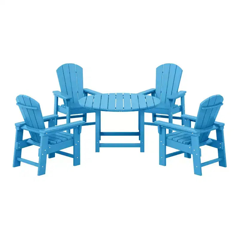 WestinTrends Malibu Set da 5 Pezzi Tavolo Rotondo da Pranzo e Sedie per Esterni in HDPE per Bambini