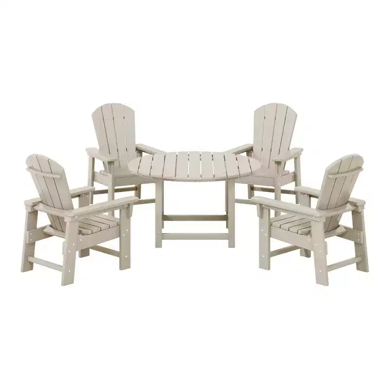 WestinTrends Malibu Set da 5 Pezzi Tavolo Rotondo da Pranzo e Sedie per Esterni in HDPE per Bambini