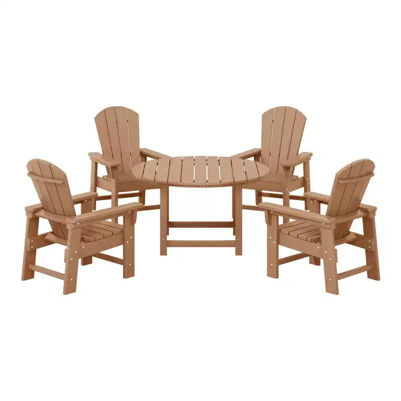 WestinTrends Malibu Set da 5 Pezzi Tavolo Rotondo da Pranzo e Sedie per Esterni in HDPE per Bambini