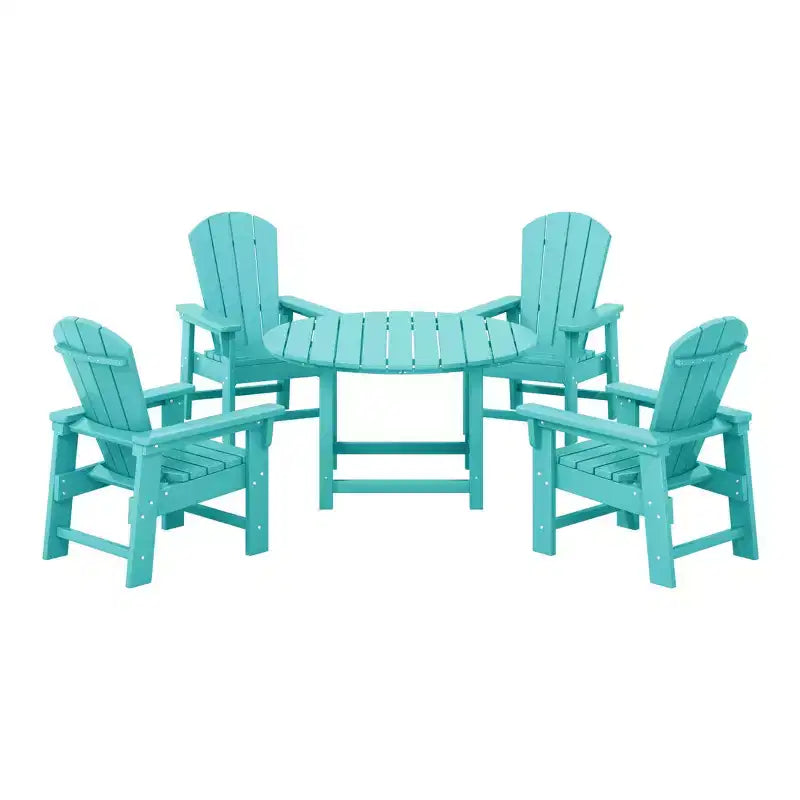 WestinTrends Malibu Set da 5 Pezzi Tavolo Rotondo da Pranzo e Sedie per Esterni in HDPE per Bambini