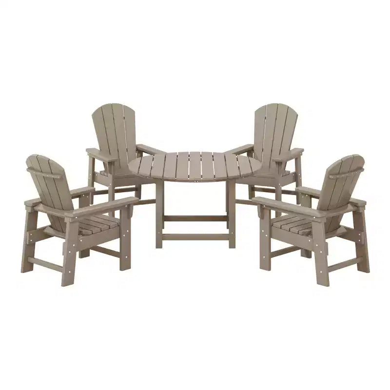 WestinTrends Malibu Set da 5 Pezzi Tavolo Rotondo da Pranzo e Sedie per Esterni in HDPE per Bambini