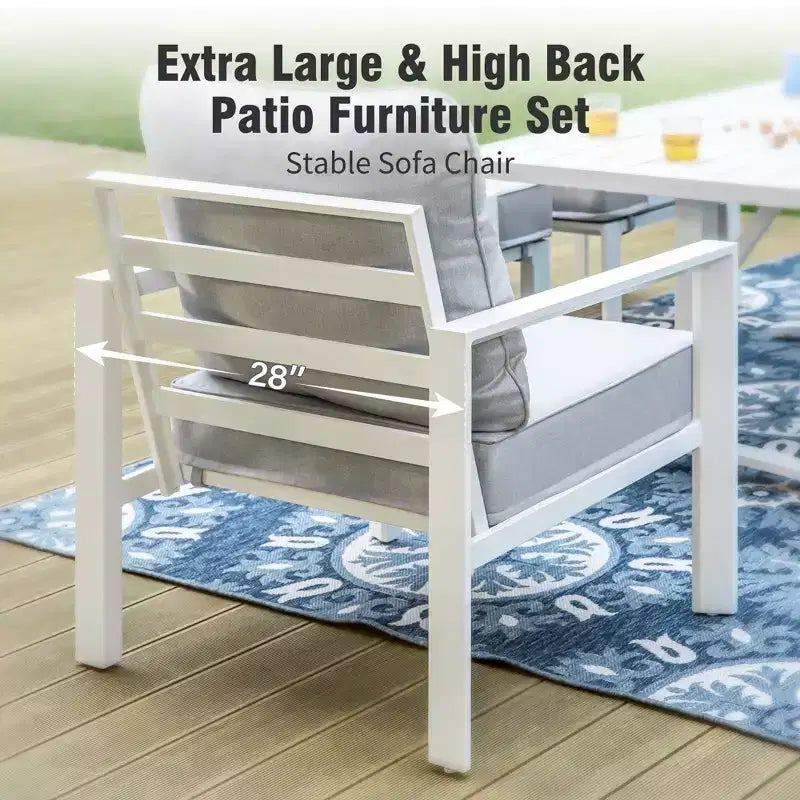 Set da 6 pezzi per esterni con braciere e pouf Captiva Designs in alluminio