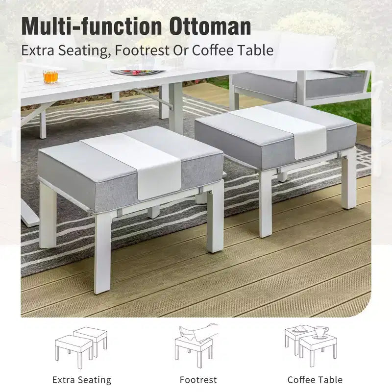 Set da 6 pezzi per esterni con braciere e pouf Captiva Designs in alluminio