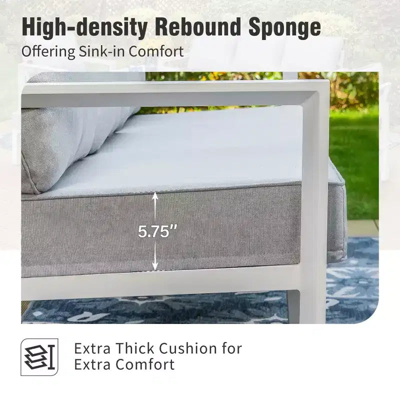 Set da 6 pezzi per esterni con braciere e pouf Captiva Designs in alluminio