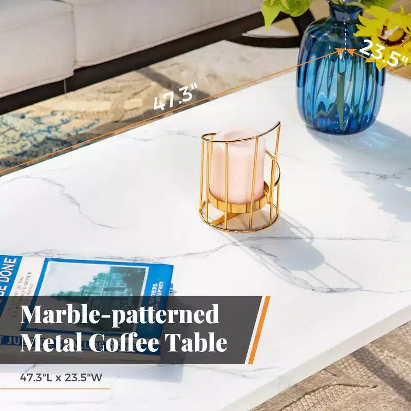Captiva Designs Set di mobili da giardino a 4 pezzi in metallo con tavolino da caffè per patio, portico, cortile