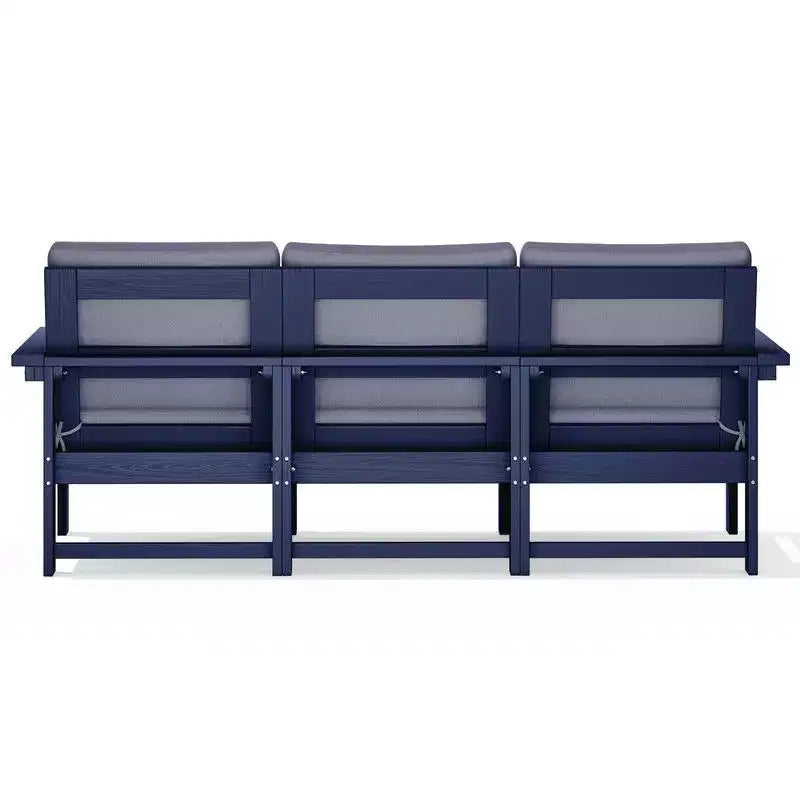 Set divano a 3 posti moderno Hyleory in HDPE con cuscini morbidi rimovibili e tavolino con doghe larghe - Design durevole, resistente alle intemperie e facile da pulire