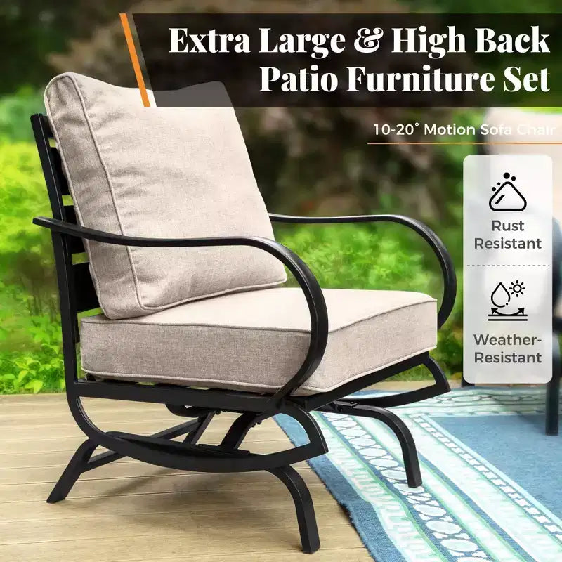 Set da conversazione per patio in metallo a 7 pezzi Captiva Designs con sedie a dondolo per giardino, portico e cortile