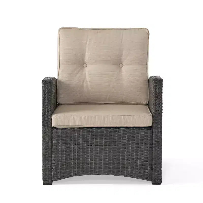 Christopher Knight Home Malvern Set da 5 Pezzi con Poltrone Club da Esterno in Vimini e Braciere con Cuscini