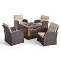 Christopher Knight Home Malvern Set da 5 Pezzi con Poltrone Club da Esterno in Vimini e Braciere con Cuscini