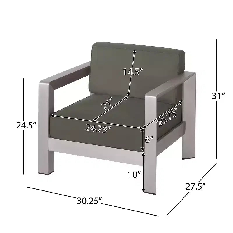Set da salotto da esterno a 4 posti GDFStudio Alec in alluminio con focolare