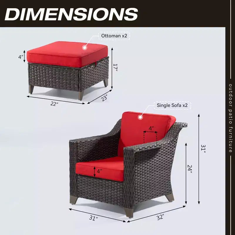 Sedia da patio UPTIOT con cuscini e pouf