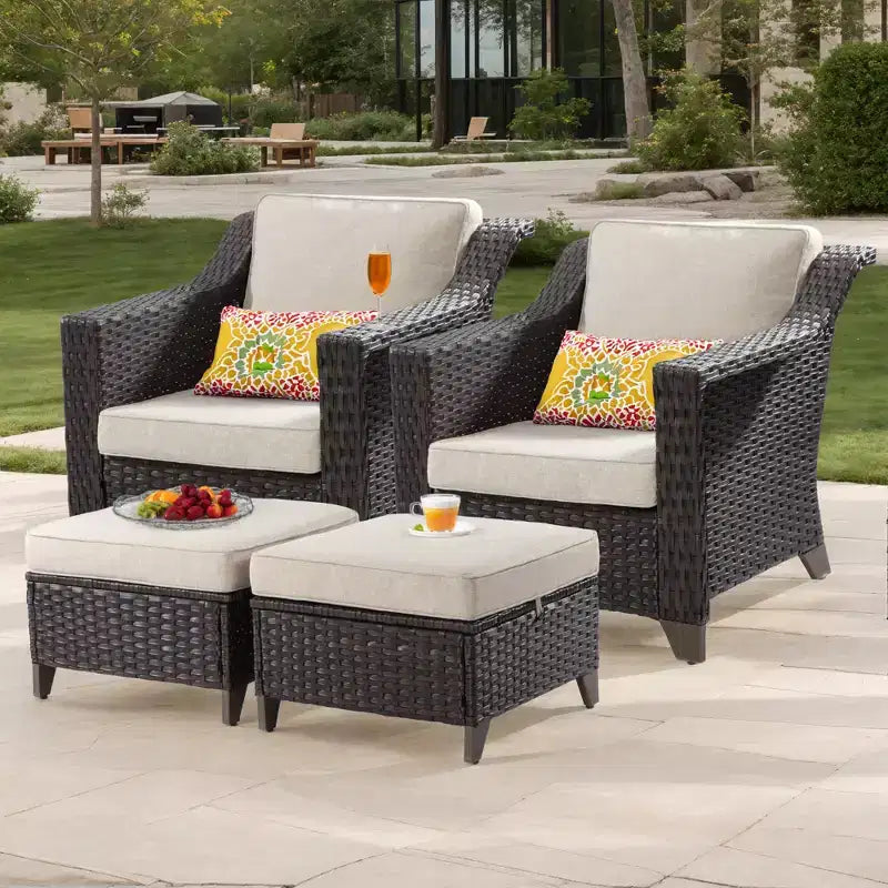 Sedia da patio UPTIOT con cuscini e pouf