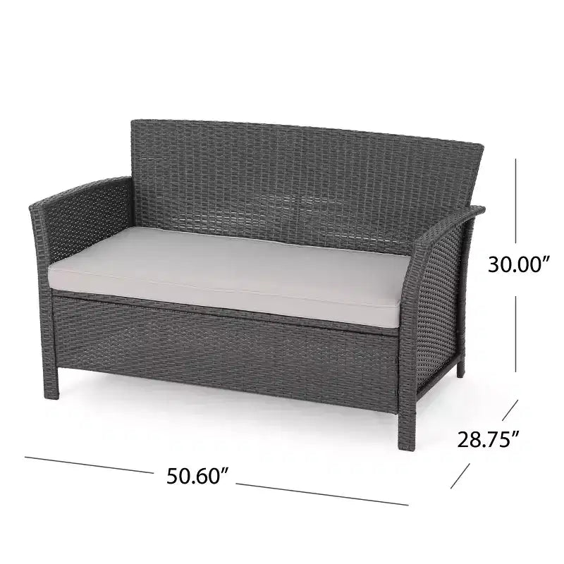 Christopher Knight Home Khaden Set salotto da esterno in vimini a 4 posti con braciere