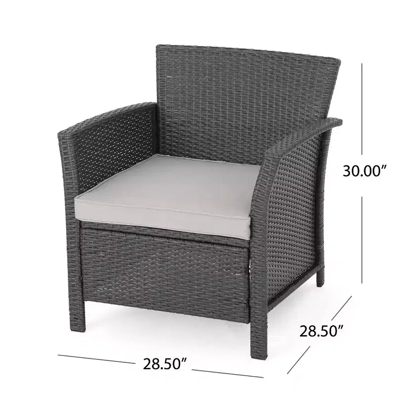 Christopher Knight Home Khaden Set salotto da esterno in vimini a 4 posti con braciere