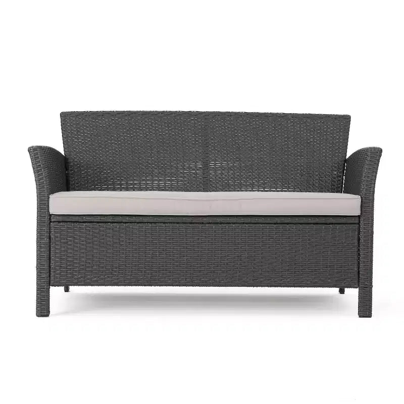 Christopher Knight Home Khaden Set salotto da esterno in vimini a 4 posti con braciere