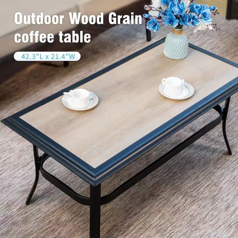Set da 6 pezzi Captiva Designs, extra large, in metallo e rattan, per conversazione all'aperto con sedie a dondolo e poggiapiedi