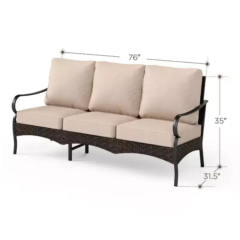 Captiva Designs Set da 4 Pezzi Extra Large con Bracere per Esterni in Metallo e Rattan con Poltrone