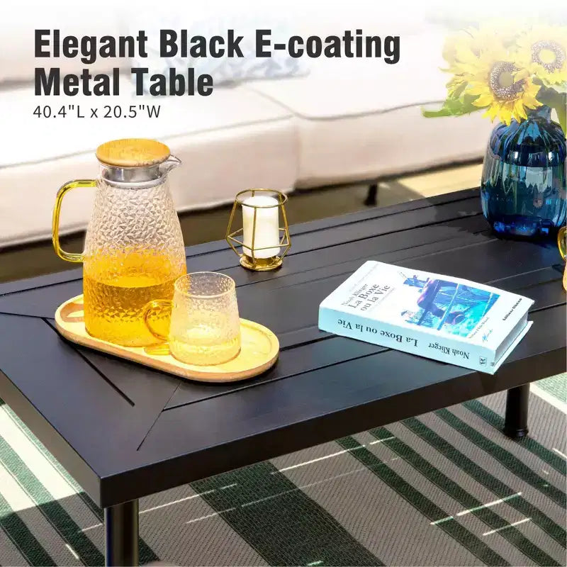 Captiva Designs Set da conversazione da esterno in metallo extra large da 6 pezzi con poltrone girevoli con schienale decorato