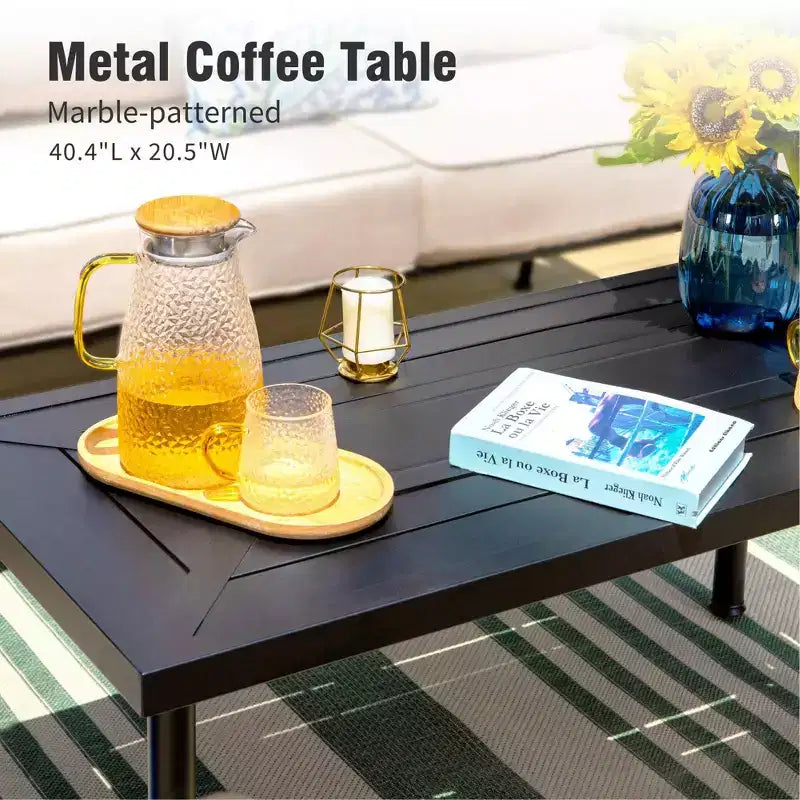 Captiva Designs set da 4 pezzi extra-large per esterni con braciere e sedie con schienale a fantasia
