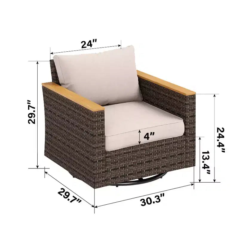Set da conversazione componibile da 10 pezzi per patio esterno in rattan di vimini Captiva Designs con tavolo braciere e pouf imbottito