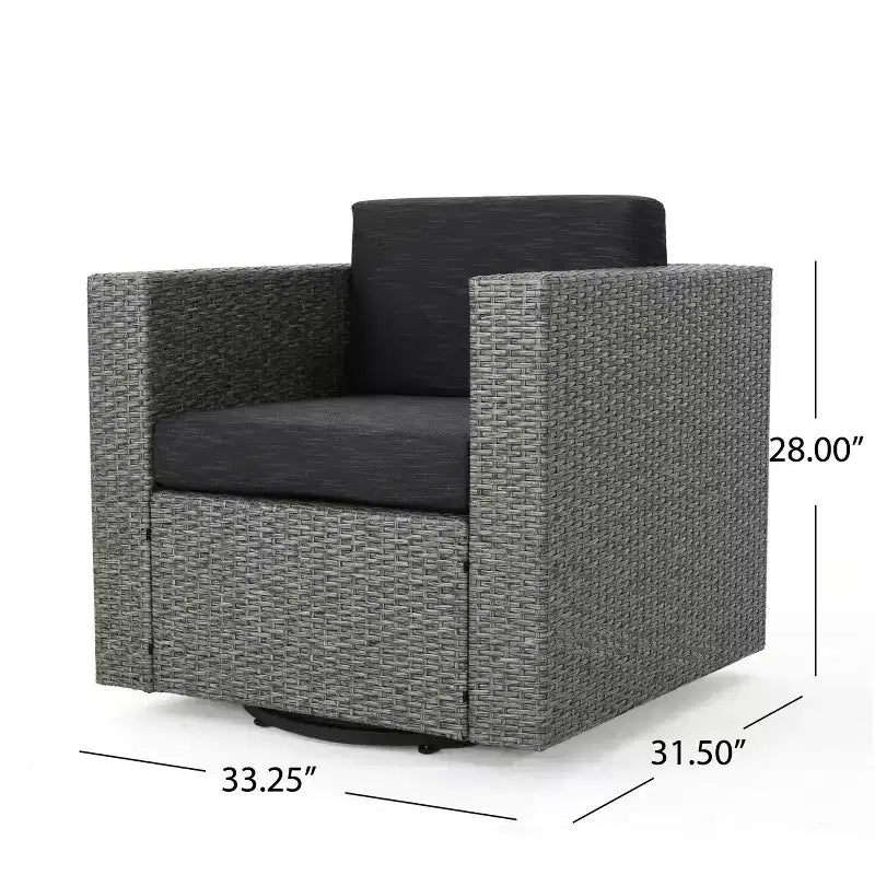 Set da 5 pezzi GDFStudio Venice con poltrona girevole e braciere, in vimini per esterni