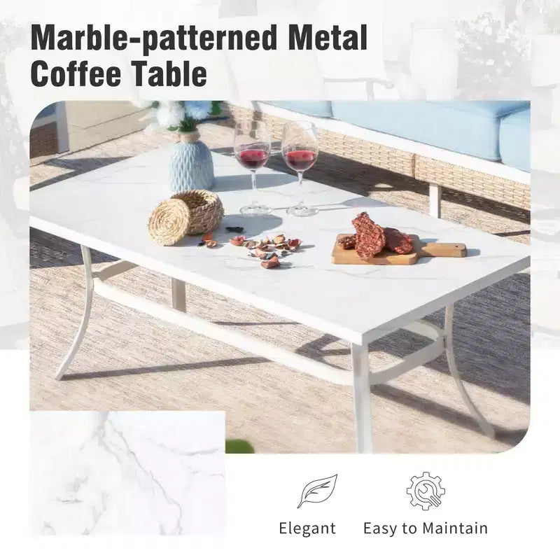 Captiva Designs Set da conversazione da esterno 5 pezzi extra large in metallo e rattan con poltrone girevoli a griglia e divanetto
