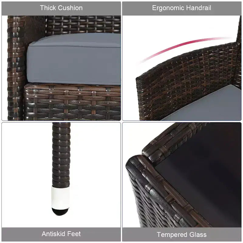Set Mobili da Giardino 4 Pezzi in Rattan con Tavolo Scaffale Divano e Cuscini Turchese/Rosso/Grigio Costway