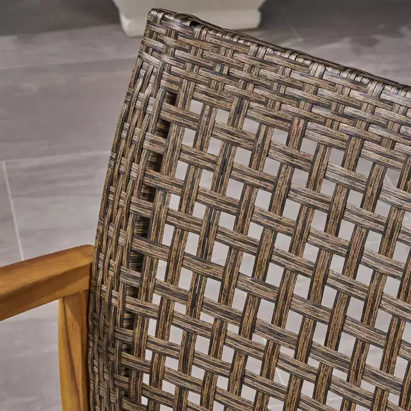 Set di divano a 3 posti e tavolino Christopher Knight Home Sewell in legno di acacia e vimini da esterno