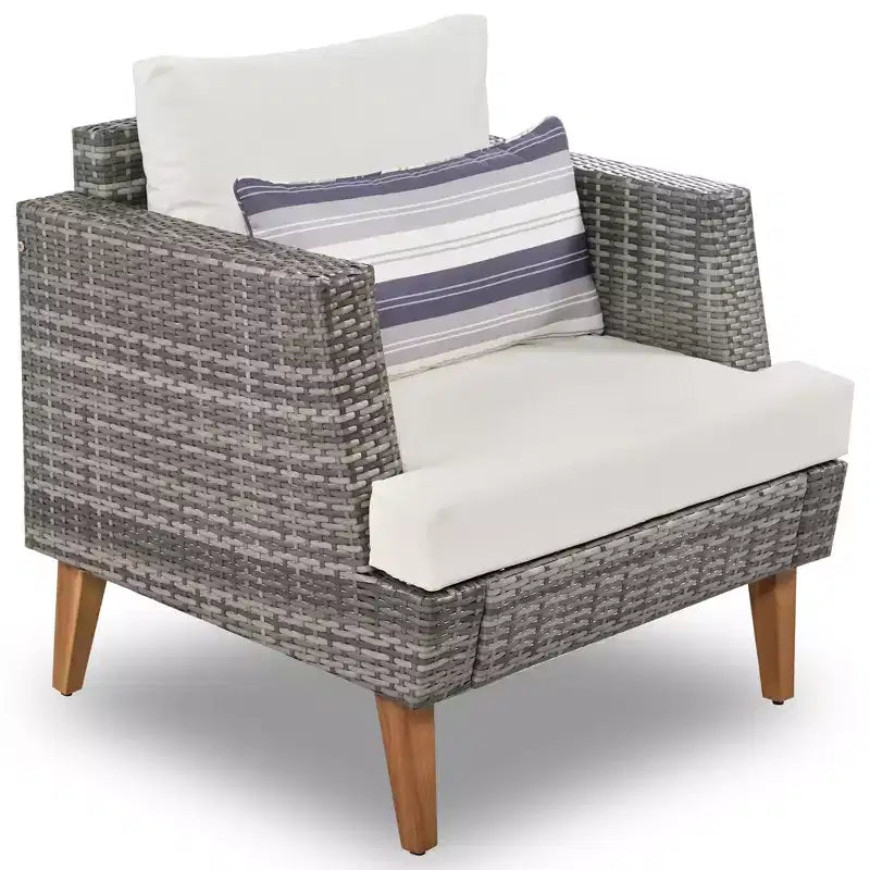 Whisen Set Divani 6 Pezzi in Vimini PE Resistente alle Intemperie, Divano da Esterno in Rattan con Doppi Cuscini