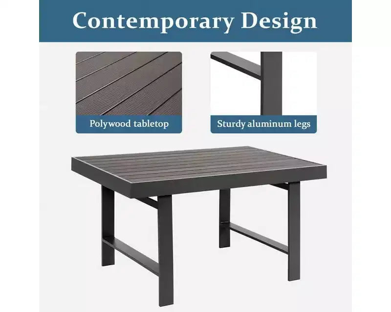 Heynemo Set Divani da Esterno in Alluminio da 5 Pezzi, Moderno Set Divano Sezionale in Metallo con Cuscini per Patio